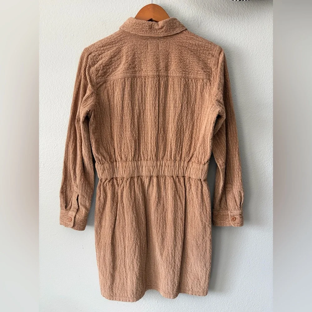 J. Crew Zip Front Cinched Waist Textured Corduroy Dress Pale Mocha Women Size 6